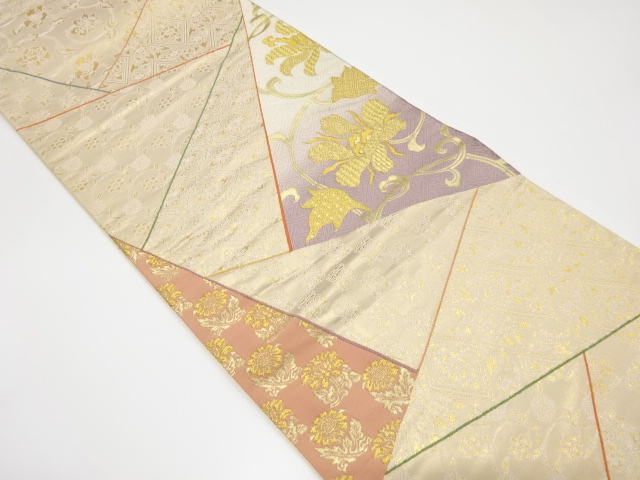 切り嵌め風花唐草模様織出し袋帯